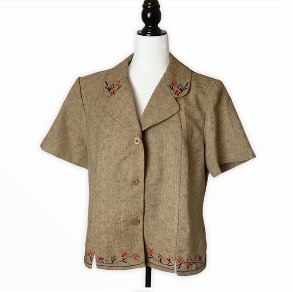 Sag Harbor Embroidered Short Sleeve Blazer Size 16 - Picture 4 of 9